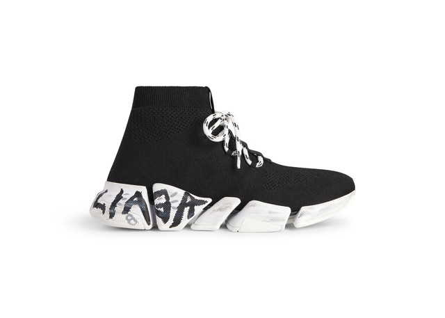 Sneakerek és cipők Balenciaga Speed 2.0 Lace Up Black Graffiti Fekete | 769319W2DD41091