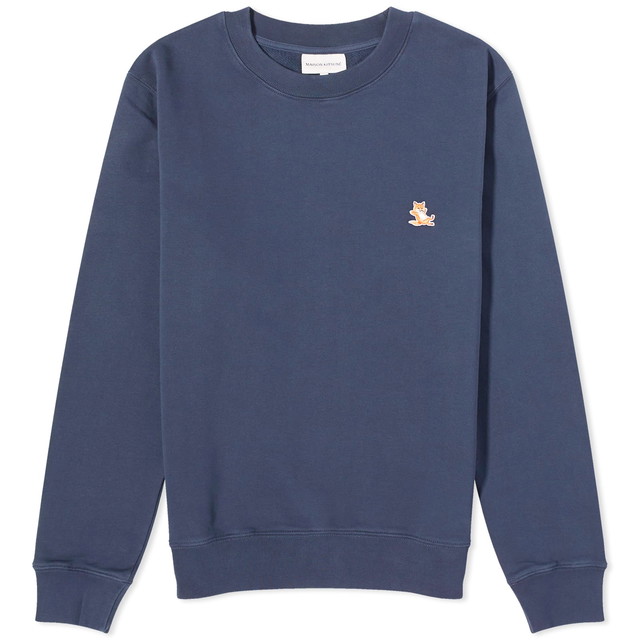 Pulóver MAISON KITSUNÉ Patch Crewneck Sötétkék | LM00303KM0001-P476