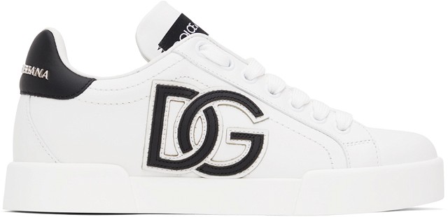 Sneakerek és cipők Dolce & Gabbana White & Black Portofino Sneakers Fehér | CK1545 AC330