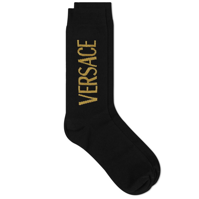 Fehérnemű és zoknik Versace Men's Logo Sock Black/Gold Fekete | 1008835-1A07875-2B150