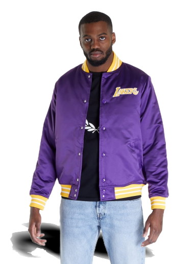 Bomber dzsekik Mitchell & Ness Heavyweight Satin Los Angeles Lakers Jacket Orgona | OJBF3413-LALYYPPPPURP