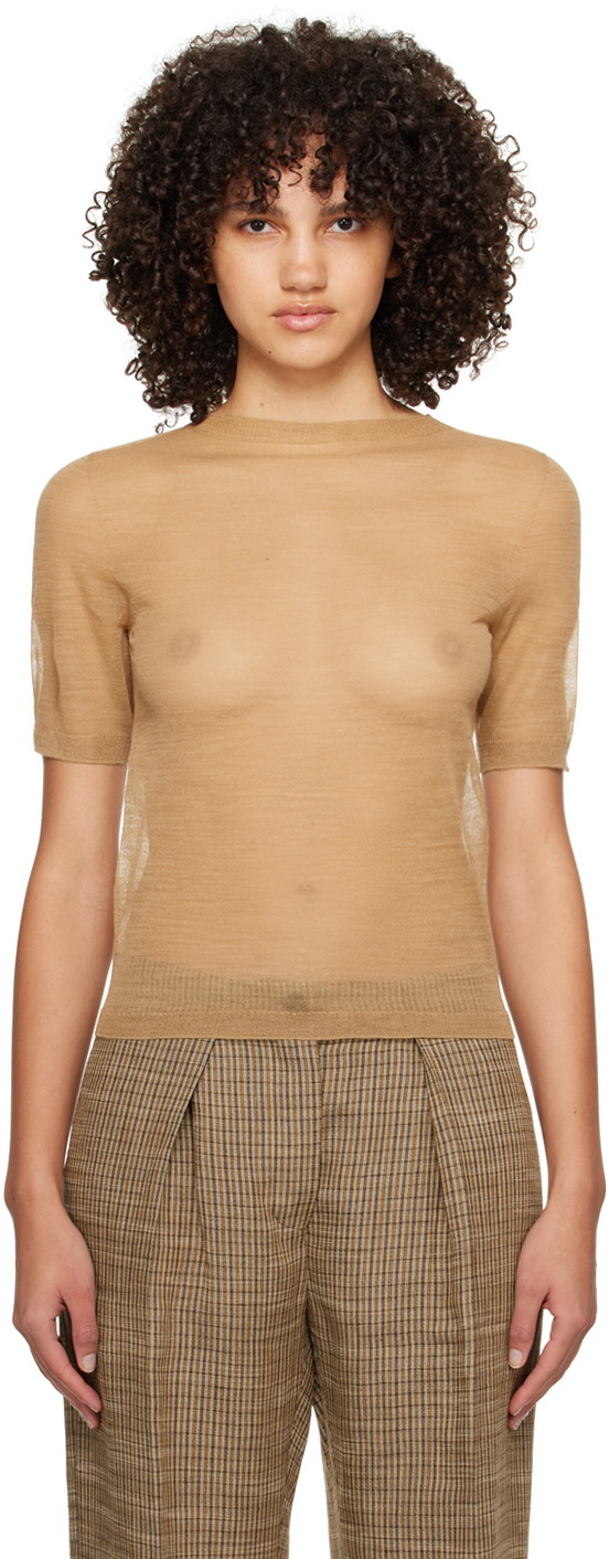 Póló Acne Studios Sheer T-Shirt Bézs | A60489-