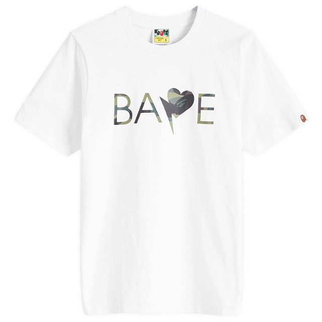 Póló BAPE A Bathing Ape 1st Camo Heart Bapeogo T-Shirt Fehér | 001TEK302039L-WXG