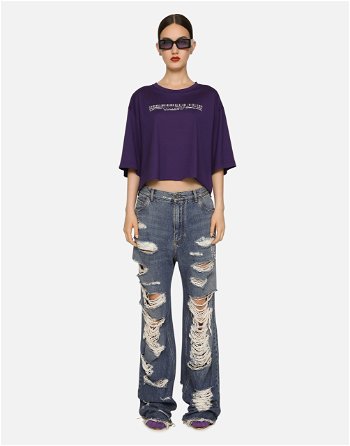 Dolce & Gabbana Cropped Short-sleeved Cotton Jersey T-shirt F8U84TG7L2QF0392