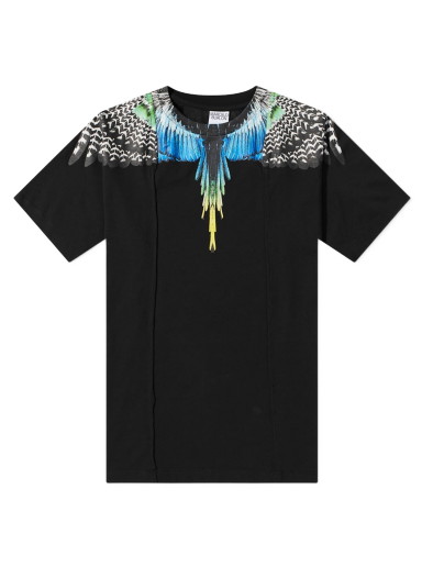 Póló Marcelo Burlon Patchwork Wings Regular Tee Fekete | CMAA018S23JER0061009