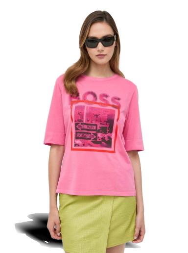 Póló BOSS Seasonal Artwork Organic-cotton T-shirt Rózsaszín | 50496503