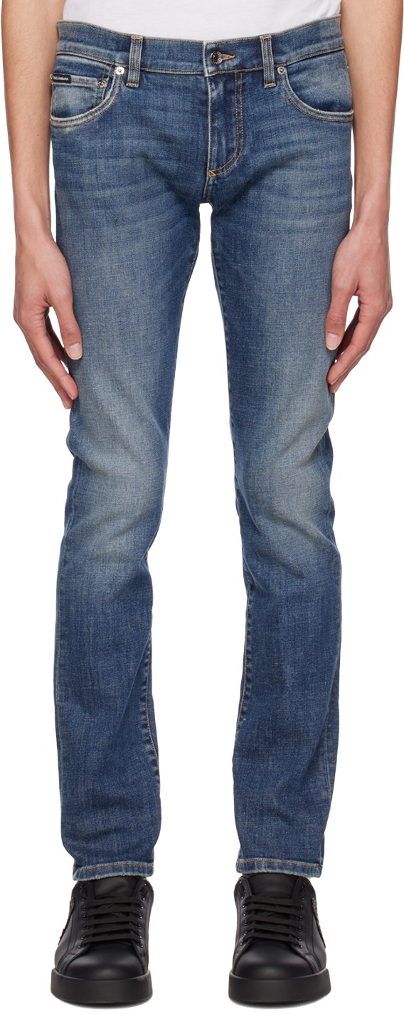 Farmer Dolce & Gabbana Blue Washed Skinny Jeans Kék | GY07LDG8GW9, 0