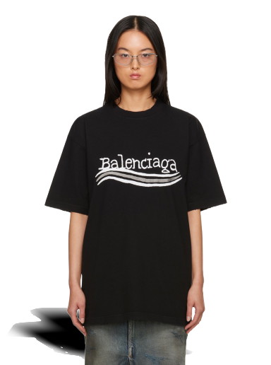 Póló Balenciaga Printed T-Shirt Fekete | 641655 TNVE7