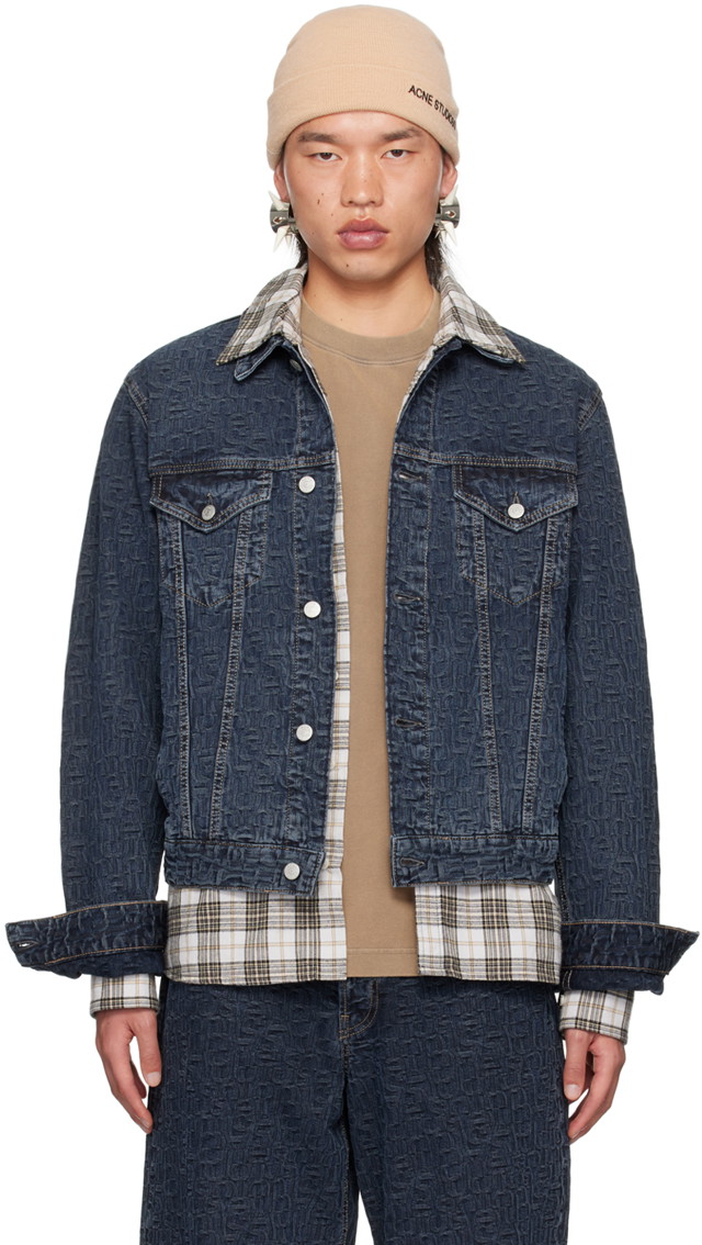 Dzsekik Acne Studios Blue Cropped Denim Jacket Kék | B90775-