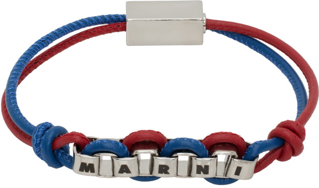 Karkötők Marni Leather Bracelet Sötétkék | BRZB0046A0P6522