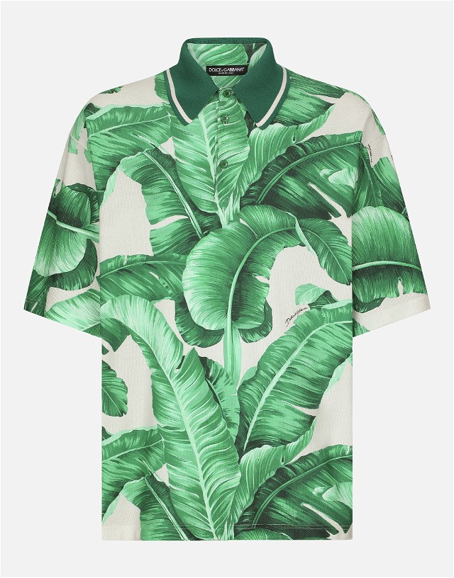 Oversize Polo-shirt With Banana Tree Print