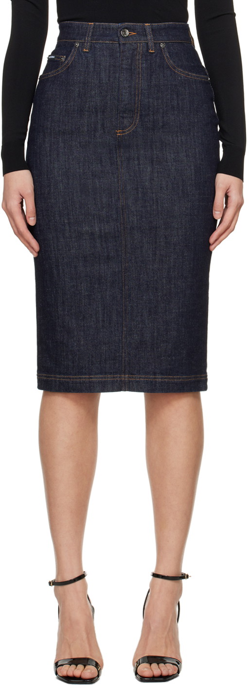 Szoknya Dolce & Gabbana Vented Denim Midi Skirt Sötétkék | F4BR8D G8KQ3