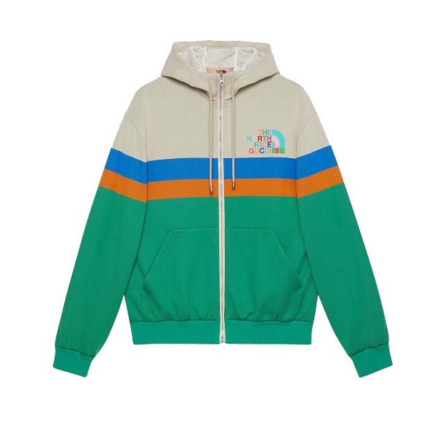 Dzsekik Gucci The North Face x Hooded Jacket Ivory/Green Zöld | 675542 XJDWR 9172