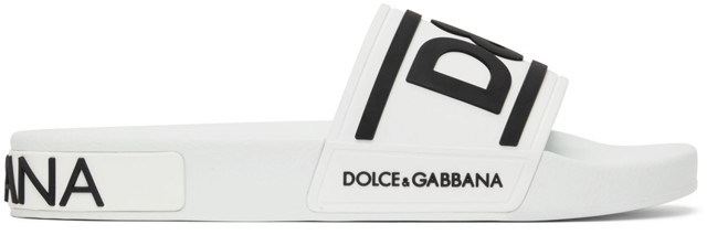 Sneakerek és cipők Dolce & Gabbana White Rubber Slides Fehér | CS1991 AQ858