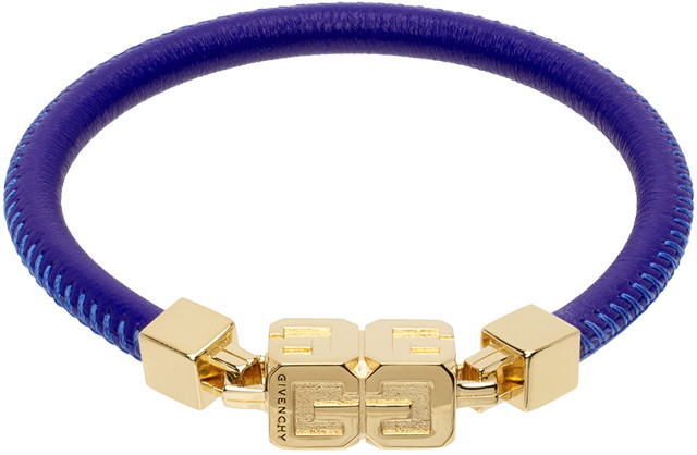 Karkötők Givenchy G Cube Leather Bracelet Sötétkék | BN206GF047433