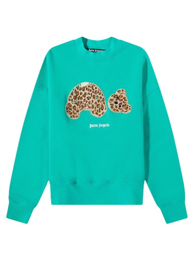 Sweatshirt Palm Angels Leopard Kill The Bear Crew Sweat Zöld | PMBA026S22FLE0075760