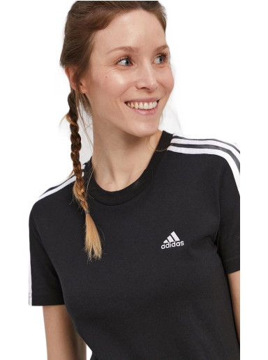 Póló adidas Performance Sportswear Loungewear Essentials Slim 3-Stripes Fekete | GL0784