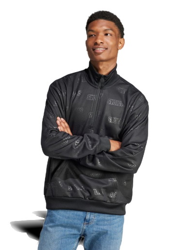 Sweatshirt adidas Originals Embossed Quarter-Zip Hoodie Fekete | IJ6440