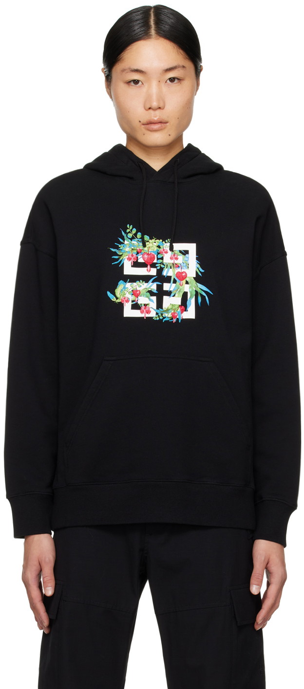 Sweatshirt Givenchy Embroidered Hoodie Fekete | BMJ0HC3YJX001