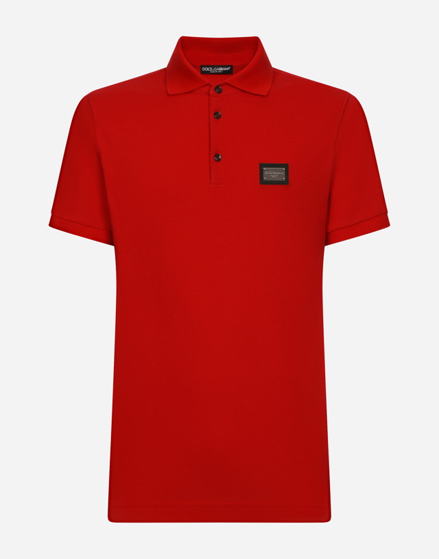 Pólóingek Dolce & Gabbana Cotton Piqué Polo-shirt With Branded Tag 
Piros | G8PL4TG7F2HR0026