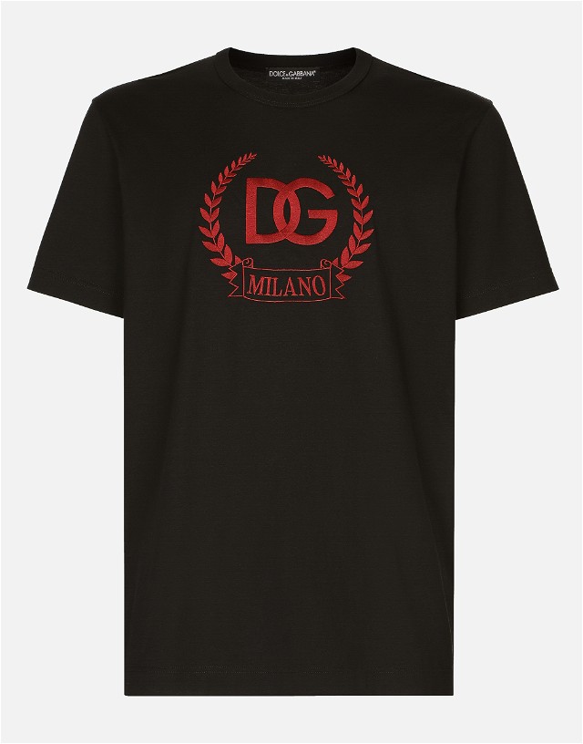 Cotton T-shirt With Dg Milano Logo Embroidery