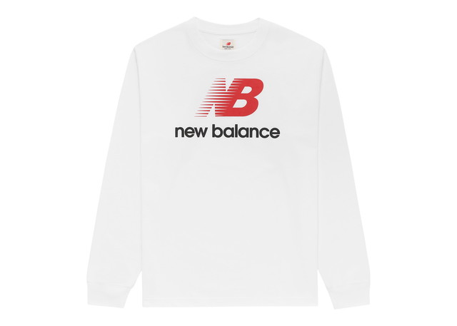 Póló New Balance Made In USA Heritage Long Sleeve T-shirt White/Red/Black Fehér | MT23549WT