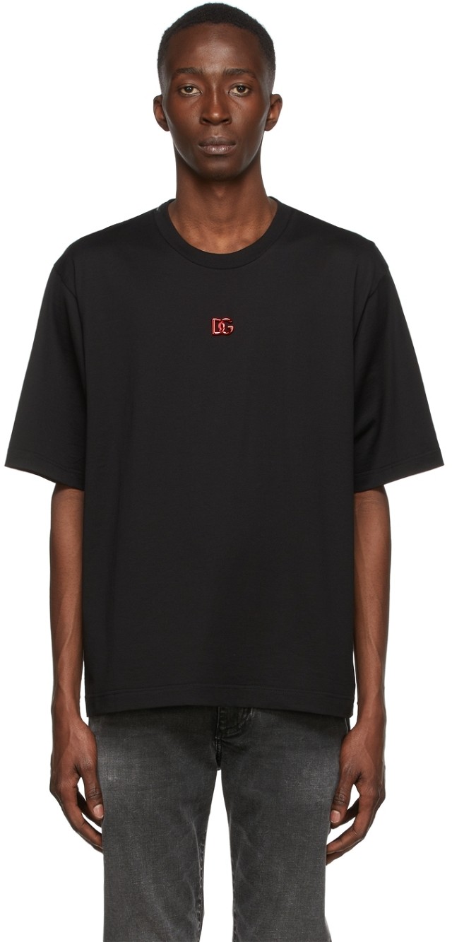 Póló Dolce & Gabbana Black DG Logo T-Shirt Fekete | G8NC5Z G7BYH