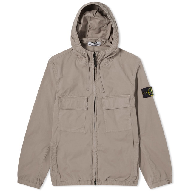 Dzsekik Stone Island Supima Cotton Twill Stretch-TC Hooded Jacket in Dove Grey Szürke | 801542610-V0092