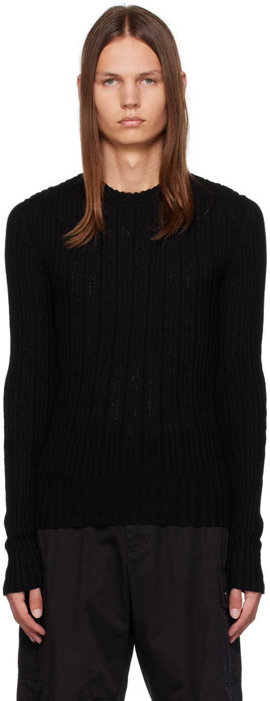 Pulóver Dolce & Gabbana Black Ribbed Sweater Fekete | GXN49TJEMJ4