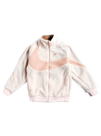 Dzsekik Nike Big Swoosh Reversible Boa Jacket Light Soft Pink Fehér | BQ6546-640
