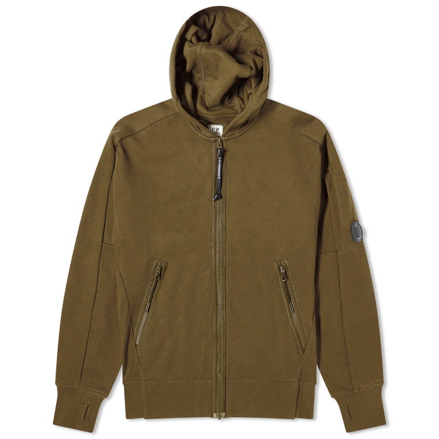 Sweatshirt C.P. Company Diagonal Raised Fleece Zipped Hoodie Zöld | CMSS400A-005086W-683