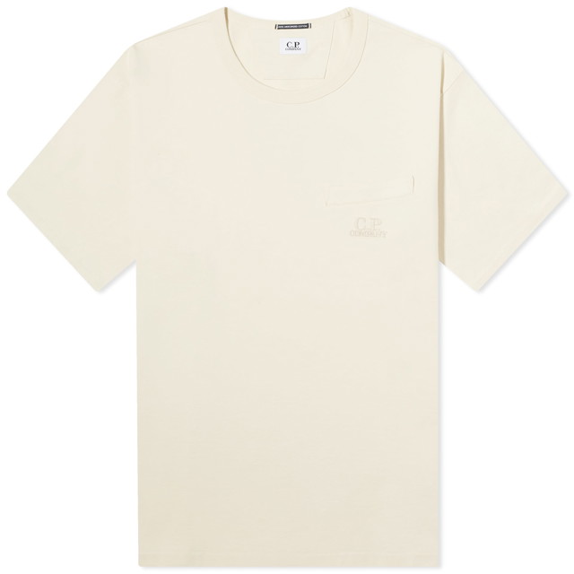 Póló C.P. Company 30/2 Mercerized Jersey Twisted Pocket T-Shirt in Pistachio Shell Bézs | CMTS123A-006203W-402