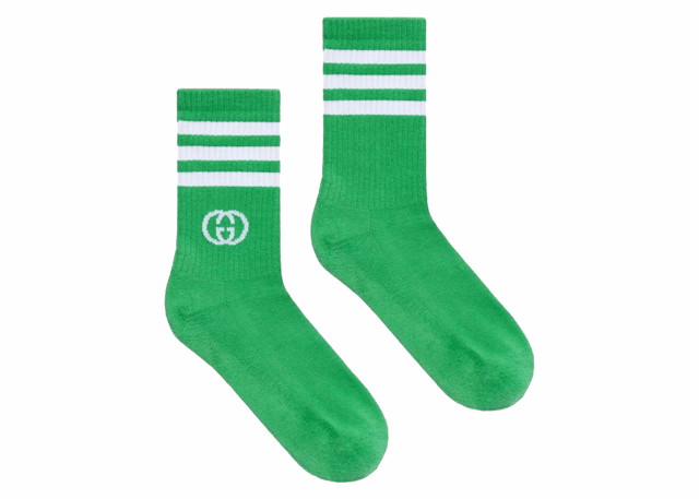Zoknik és harisnyanadrágok Gucci adidas x Ankle Socks Green/White Zöld | 691868 4G293 3777