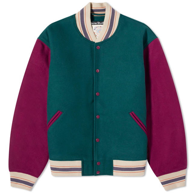 Dzsekik Acne Studios Ovan Padded Face Varsity Jacket Zöld | C90162-DJJ