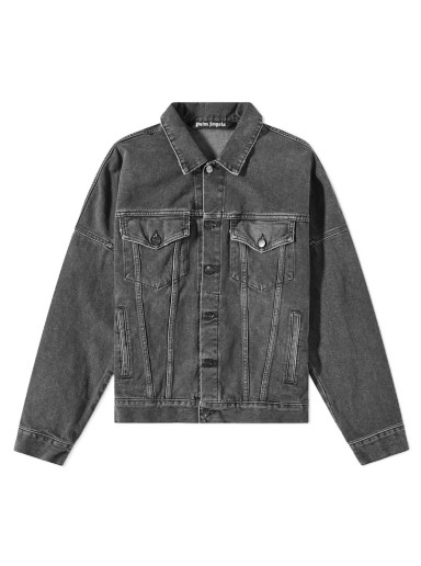 Dzsekik Palm Angels Logo Oversized Denim Jacket Szürke | PMYE006C99DEN0011001