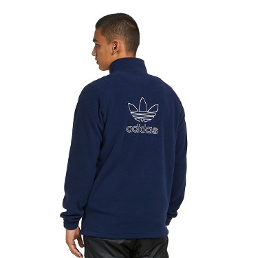 Sweatshirt adidas Originals Trefoil Teddy Fleece Jacket Sötétkék | HK7296, 1
