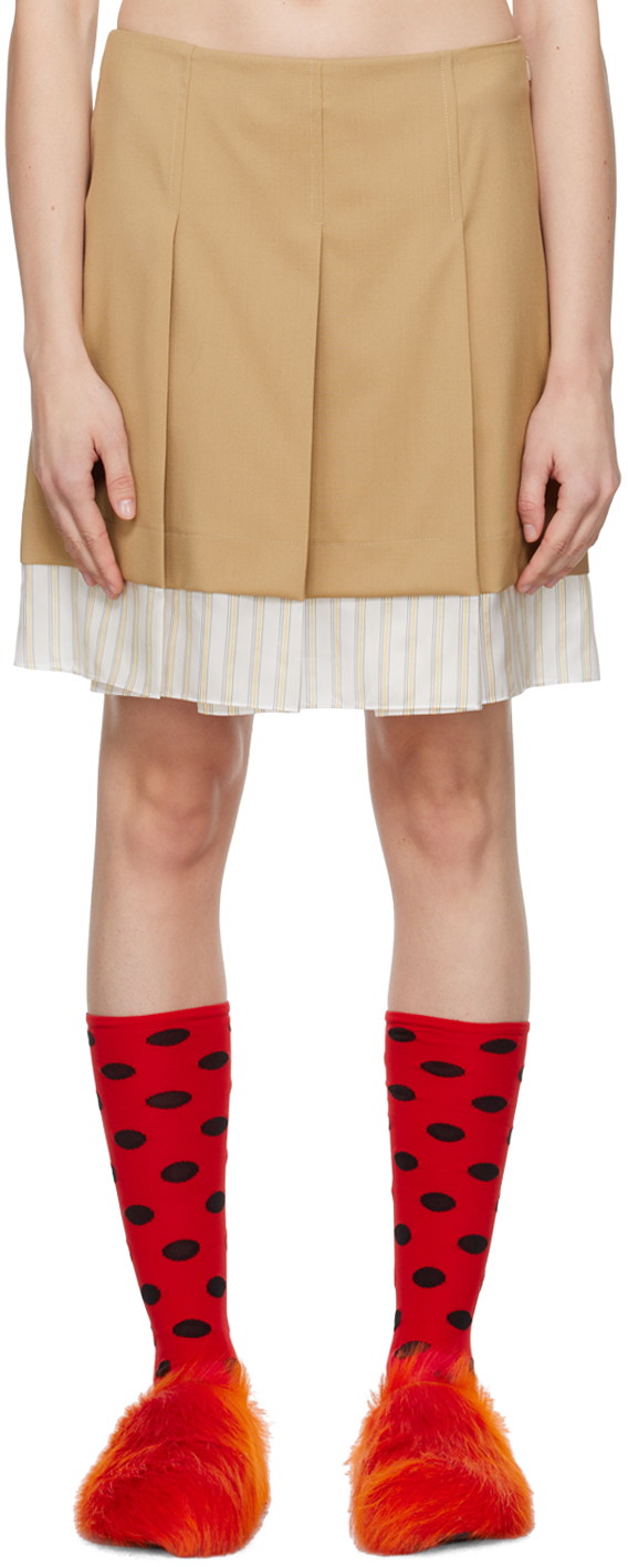Szoknya Marni Pleated Miniskirt Bézs | GOMA0596Q0 TW839