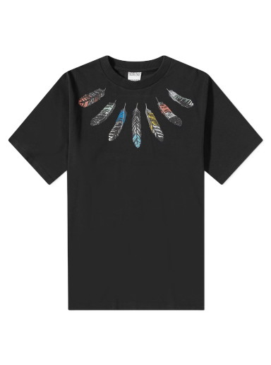 Póló Marcelo Burlon Collar Feathers Oversized Tee Fekete | CMAA054F22JER0061006