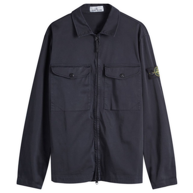 Dzsekik Stone Island 2 Pocket Garment Dyed Shirt Jacket Fekete | 811512808-V0020