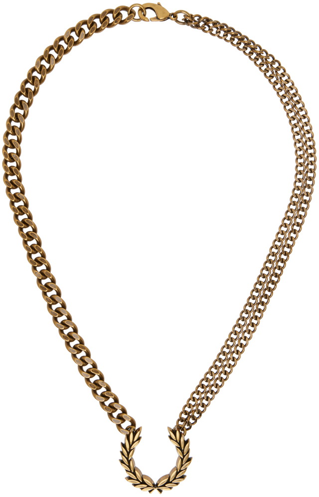 Nyakláncok és láncok Fred Perry Double Chain Laurel Wreath Necklace Bézs | MS4713-480