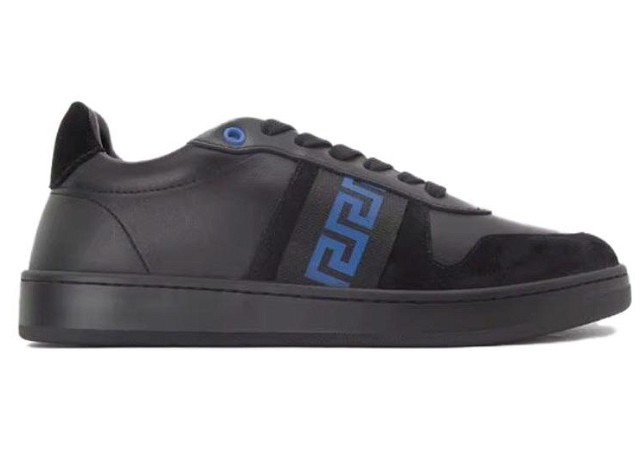Sneakerek és cipők Versace Leather Low Top Sneaker Black Blue Fekete | 1011938 1A08931 2BB60