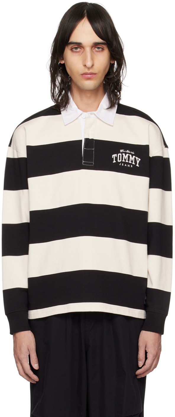 Ruházat Tommy Hilfiger Tommy Jeans White Varsity Rugby Polo Fehér | DM18387 BDS