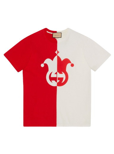 Sportmezek Gucci Cotton Jersey With Jester Print T-Shirt 
Piros | 731506 XJE94 6374