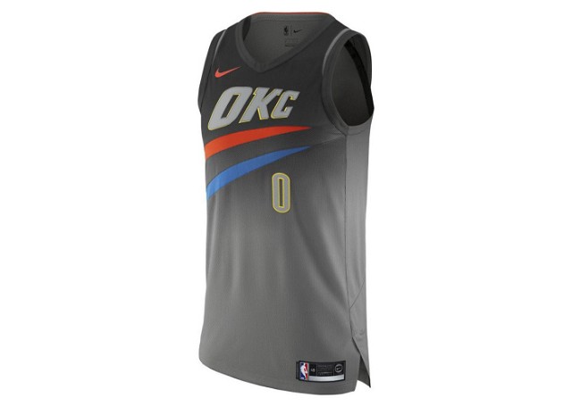 Sportmezek Nike NBA Oklahoma City Russell Westbrook Authentic Jersey Grey Szürke | AH6063-039