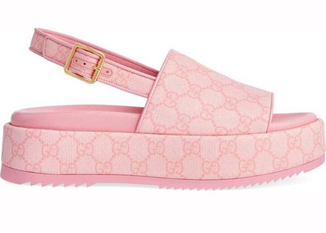 Sneakerek és cipők Gucci GG Platform Sandal Pink W Rózsaszín | 701153 FABR9 8472