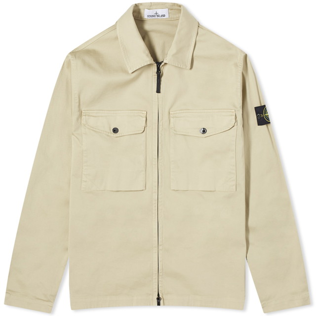 Dzsekik Stone Island Stretch Cotton Double Pocket Shirt Jacket Bézs | 801510812-V0095