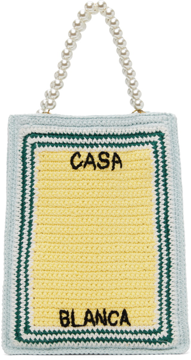 Vászontáskák Casablanca Mini Crochet Tote Bag Sárga | APS24-BAG-094-01