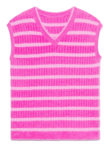 Mellények Jacquemus Le Gilet Neve Fluffy Striped Pullover Rózsaszín | 225KN069-2370 043