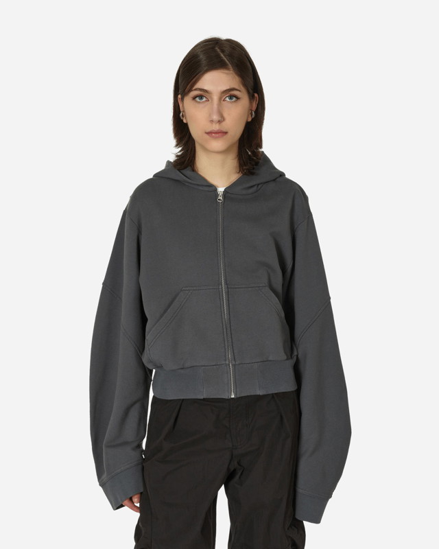 Brushed Jersey Zip-Up Sweatshirt Grey