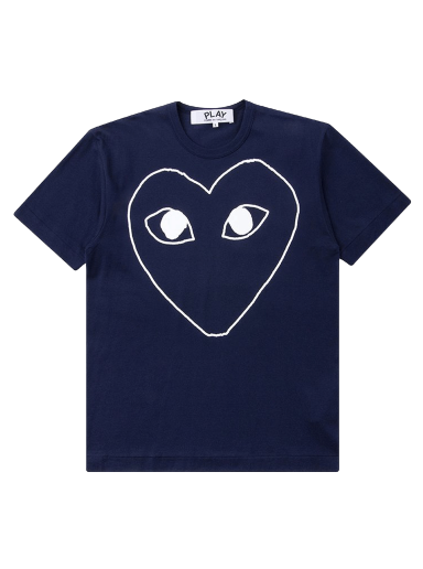 Póló Comme des Garçons PLAY Outline Heart T-Shirt Sötétkék | AZ T182 051 1